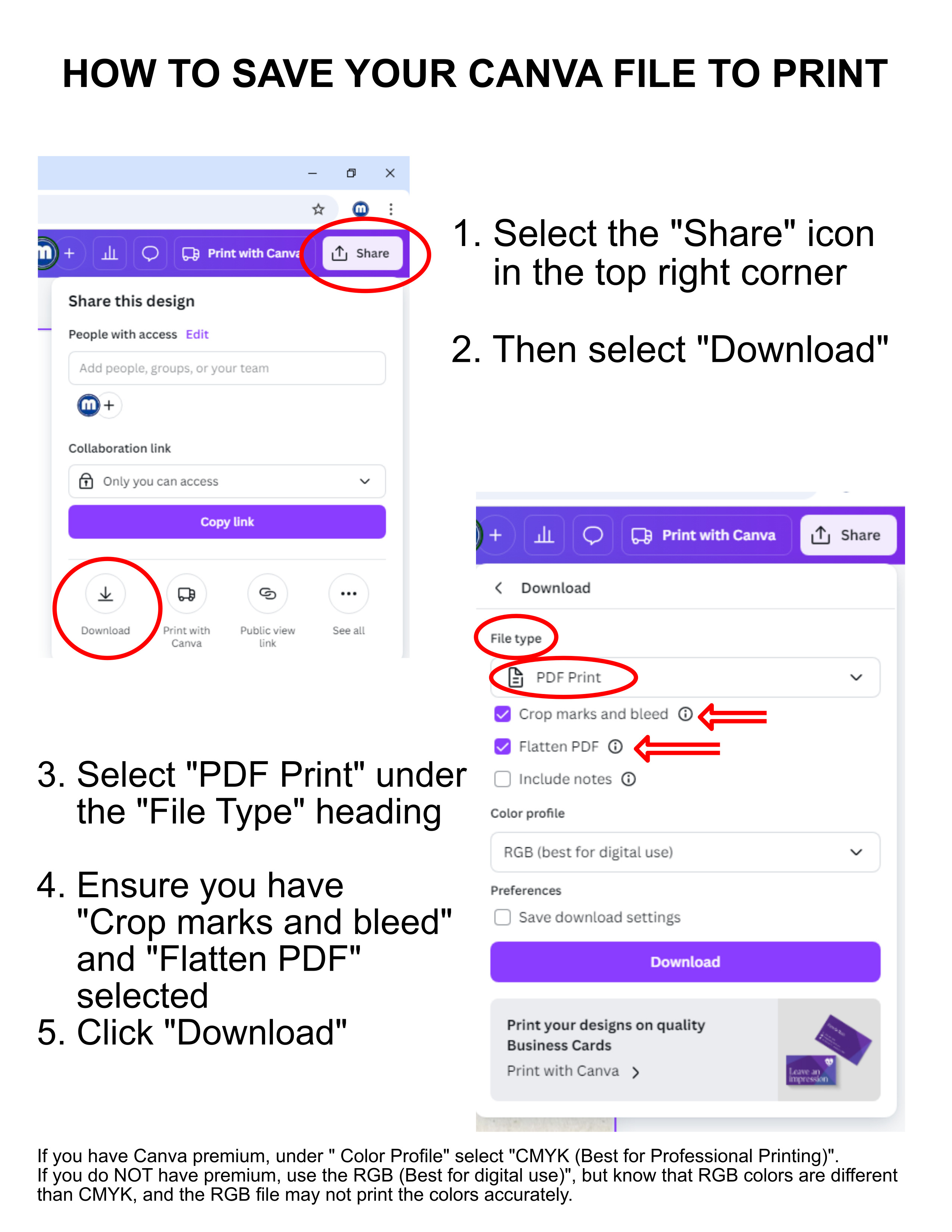 Prepare Canva file for printing